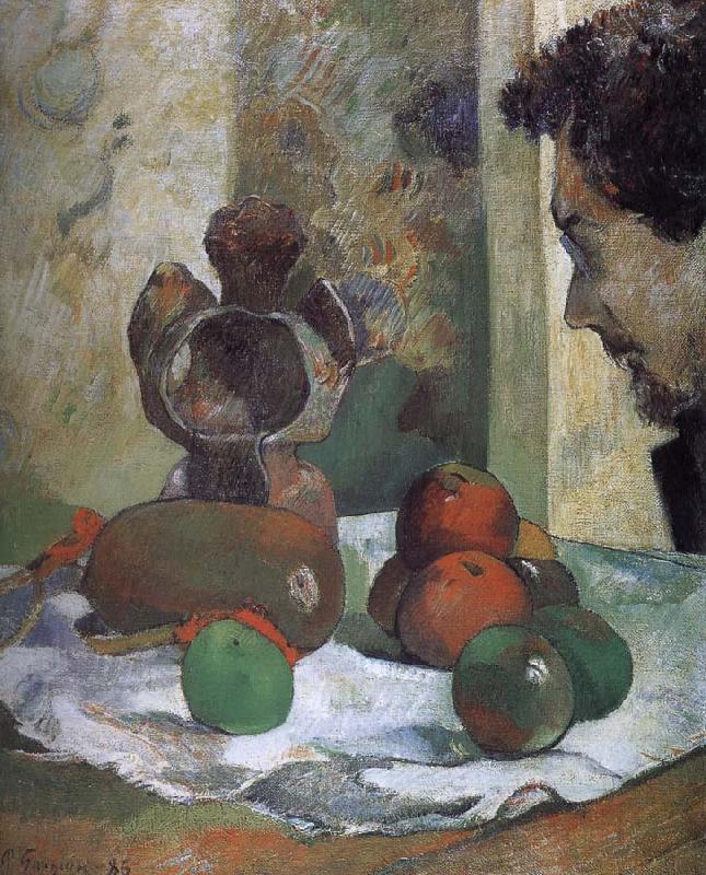 Paul Gauguin There is still life portrait side of the lava